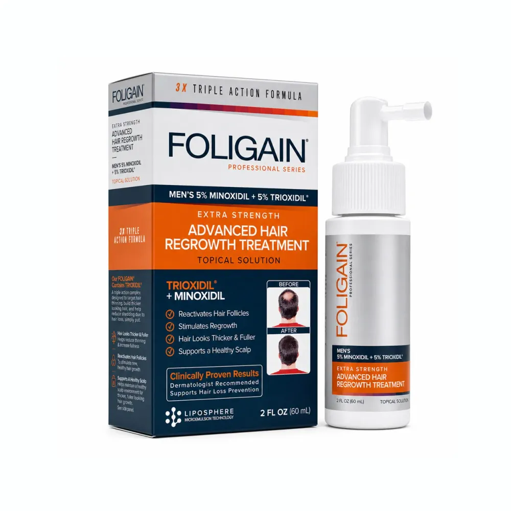 FOLIGAIN Edistynyt hiusten uudenkasvun hoito miehille Minoksidiili 5 % + TRIOXIDIL® 5 %