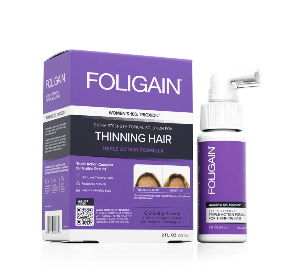 FOLIGAIN Kolmivaikutteinen Täydellinen Kaava Oheneville Hiuksille Naisille, jossa 10 % TRIOXIDIL®