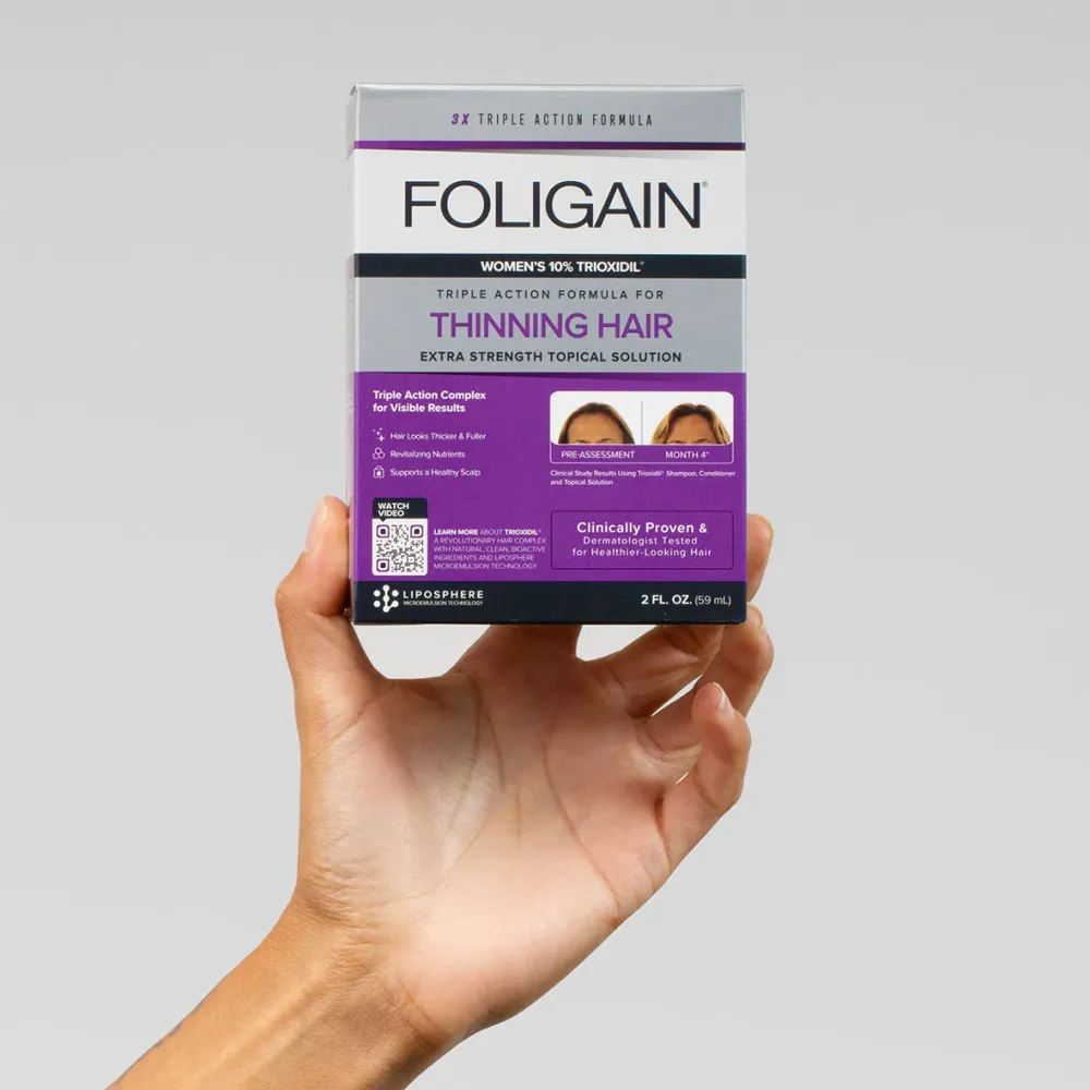 FOLIGAIN Kolmivaikutteinen Täydellinen Kaava Oheneville Hiuksille Naisille, jossa 10 % TRIOXIDIL®