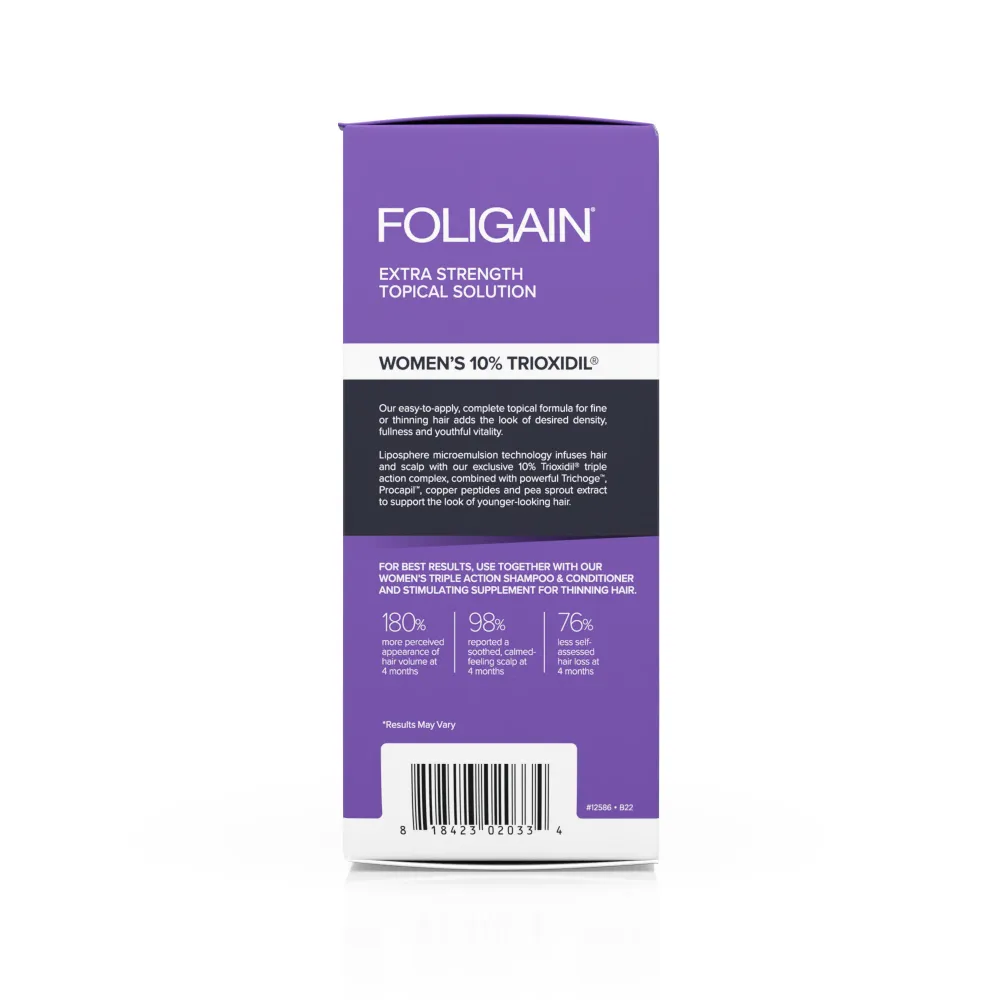 FOLIGAIN Kolmivaikutteinen Täydellinen Kaava Oheneville Hiuksille Naisille, jossa 10 % TRIOXIDIL®