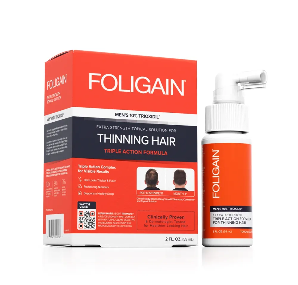 FOLIGAIN Triple Action Complete Formula oheneville hiuksille miehille 10 % TRIOXIDIL®