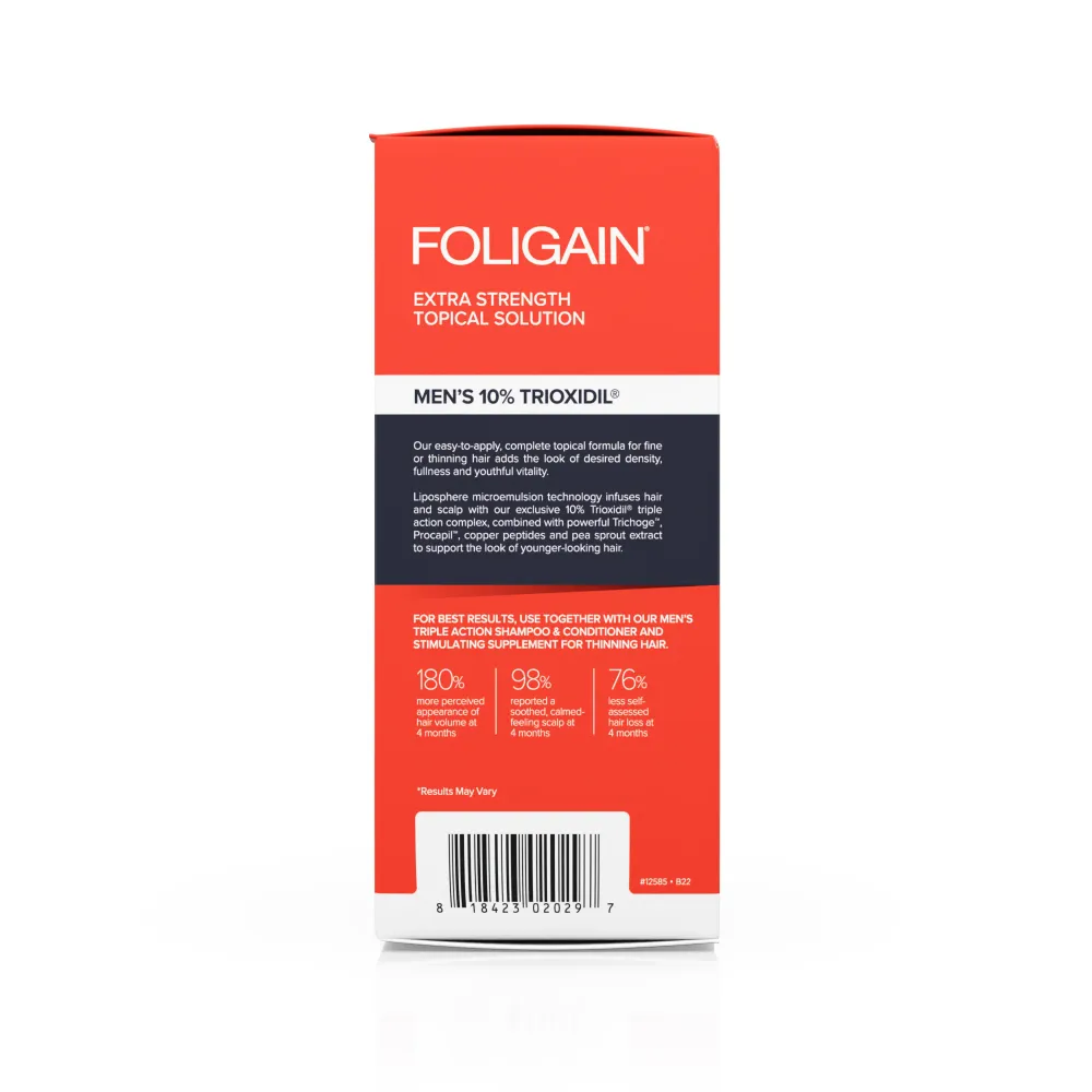 FOLIGAIN Triple Action Complete Formula oheneville hiuksille miehille 10 % TRIOXIDIL®