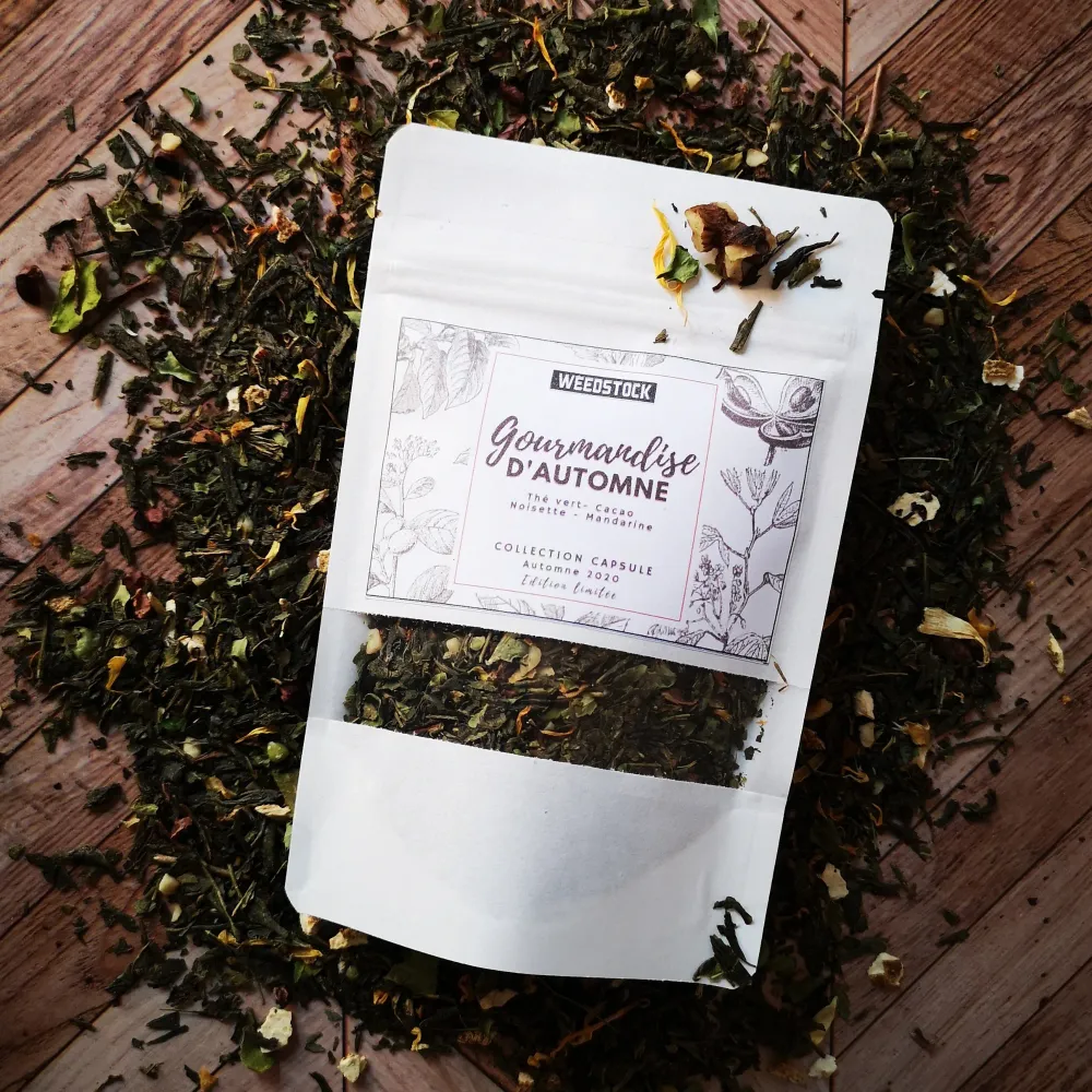 Vihreä tee kaakaonibseillä, hasselpähkinällä ja mandariinilla - Syksyn herkku WeedStock