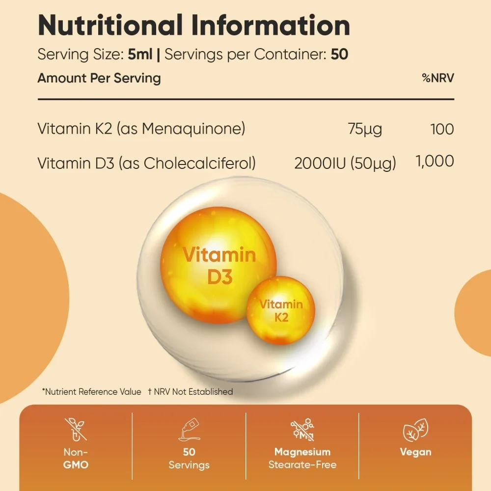 Nestemäinen D3- ja K2-vitamiini