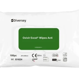 Diversiyey oxivir® Excel Pyyhi desinfiointipyyhkeet, joilla on laaja valikoima vaikutuksia | Paketti (100 pyyhkettä)