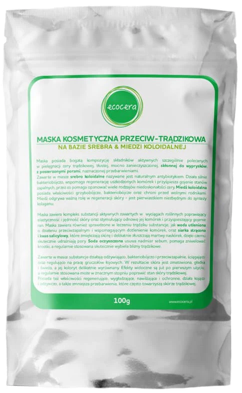 Aknea vastaan suunnattu kosmetiikkanaamio hopean ja kolloidisen kuparin pohjalta 50 g ECOCERA