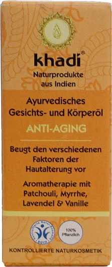 Ayurvedinen öljy kasvoille ja vartalolle, ryppyjä ehkäisevä 10ml KHADI