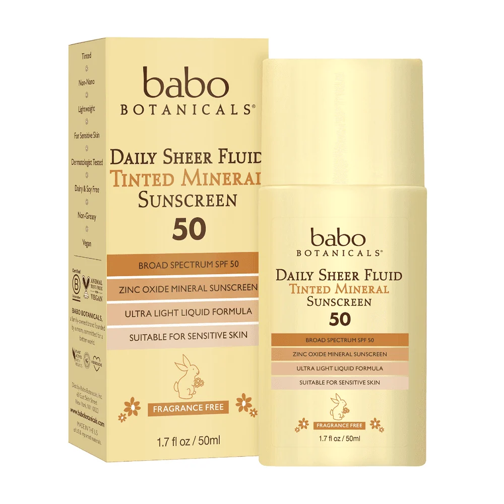 Babo Botanicals Daily Sheer Fluid SPF50 Mineral Aurinkosuoja 50 ml / 1,69 fl oz