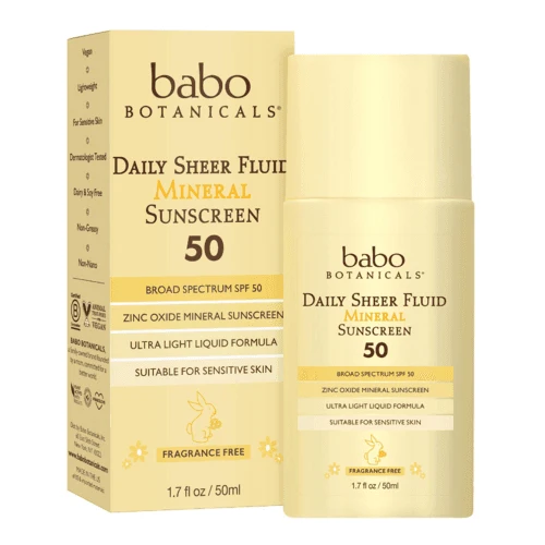 Babo Botanicals Daily Sheer Fluid SPF50 Mineral Aurinkosuoja 50 ml / 1,69 fl oz