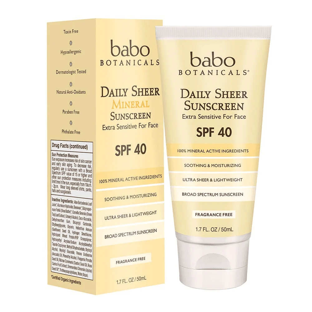 Babo Botanicals Daily Sheer SPF 40 aurinkovoide kasvoille