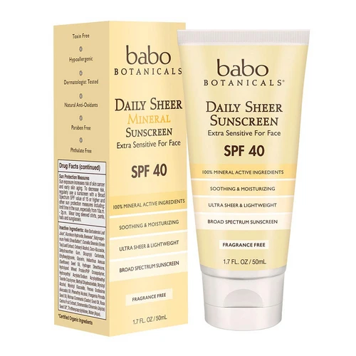 Babo Botanicals Daily Sheer SPF 40 aurinkovoide kasvoille