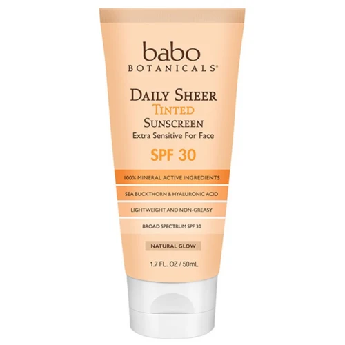 Babo Botanicals Daily Sheer SPF 30 sävytetty aurinkovoide - luonnollinen hehku