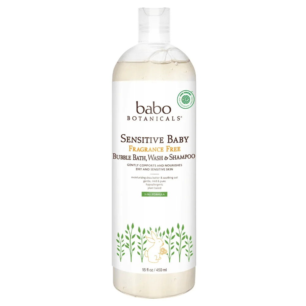 Babo Botanicals Herra vauva hajuston vapaa kuplakylpy, pesu ja shampoo