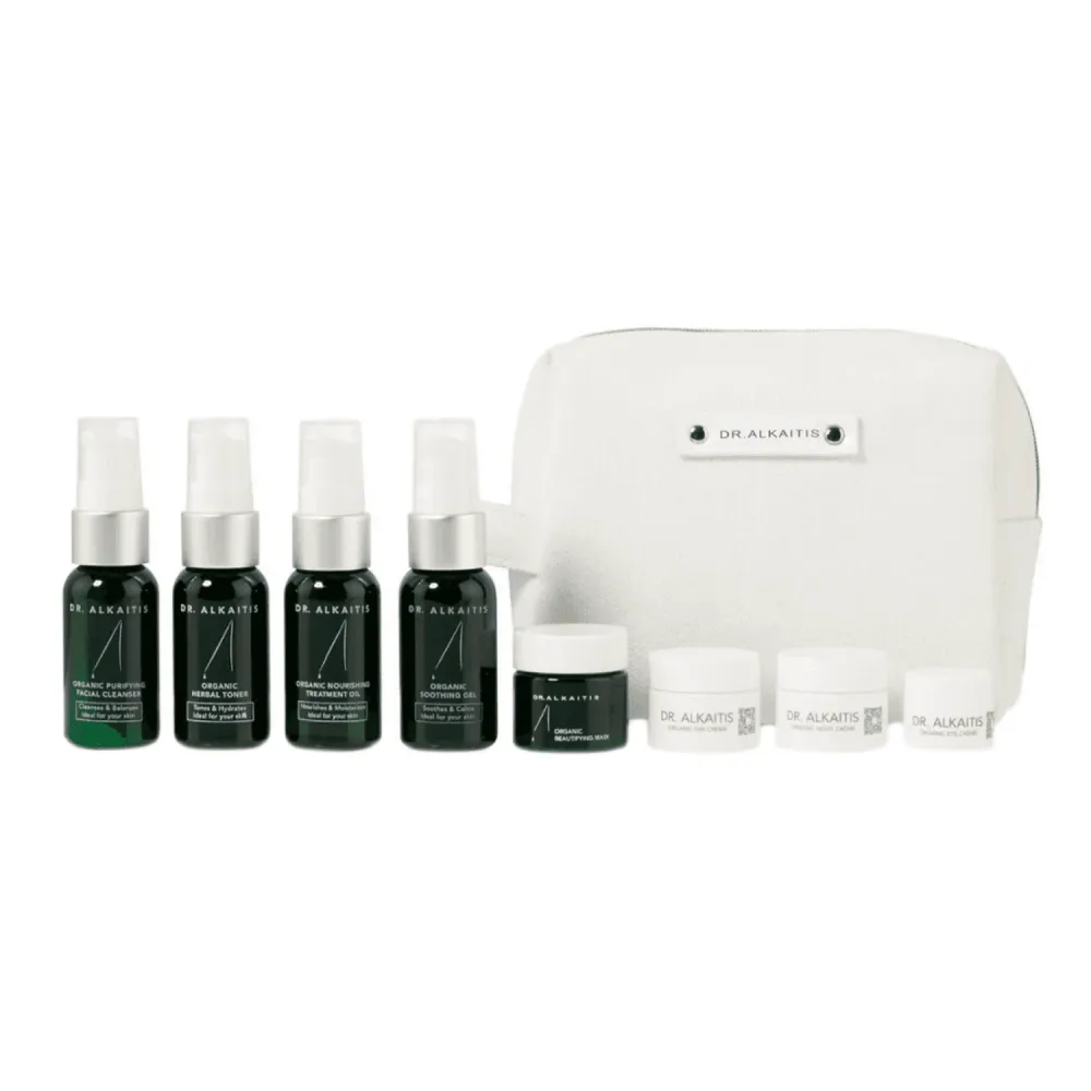 Tohtori Alkaitis 8-osainen deluxe Organic Travel Kit Dr Alkaitis