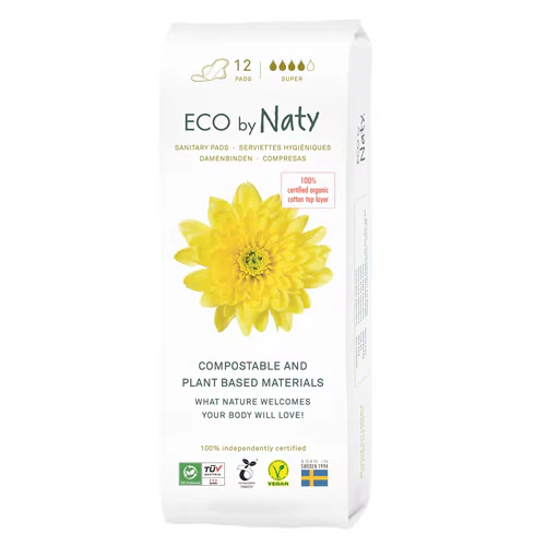 Ekologiset siivousliinat siivillä, kompostoitavat, Super, 12 kappaletta ECO NATY