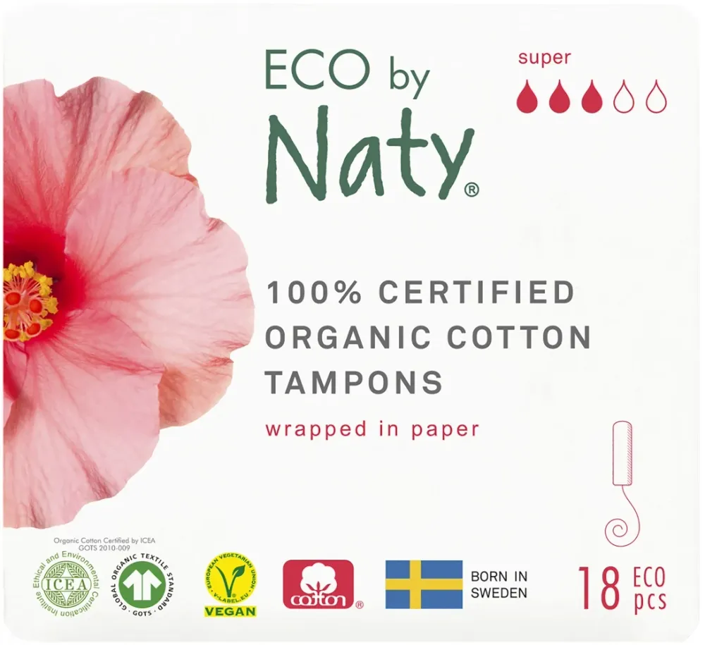 Ekologiset tamponit, super, 18 kappaletta ECO NATY