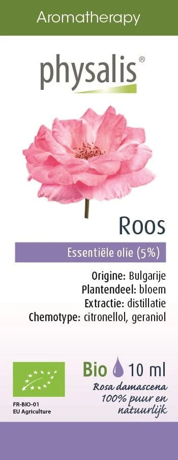 Eteerinen öljy Damaskoksen ruusu (roos) LUOMU 10 ml - PHYSALIS