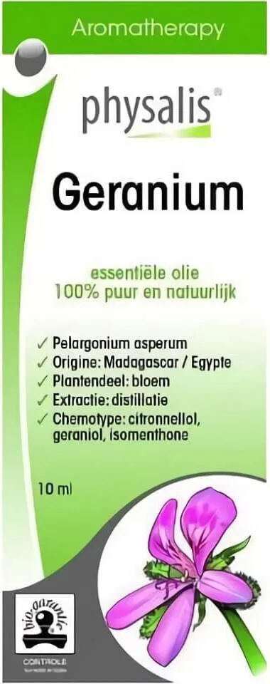 Eteerinen pelargonioöljy (Pelargonium) 10 ml - PHYSALIS