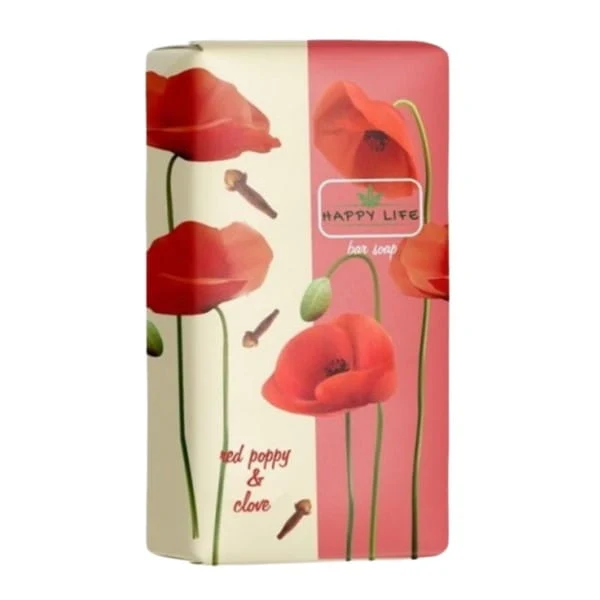Happy Life Punainen unikko -kylpy- ja käsisaippaa 180 g