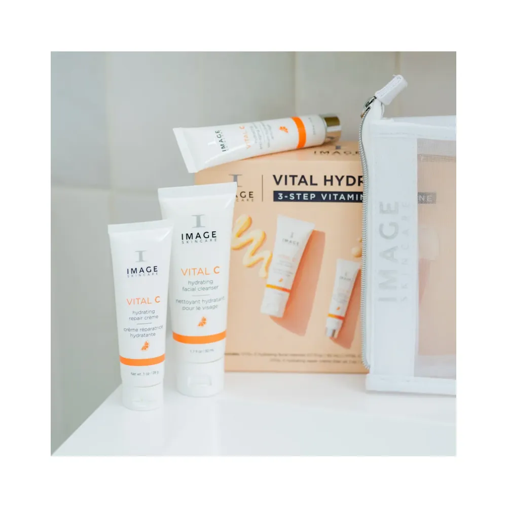 Kuva ihonhoito-elintärkeä nesteytys 3-vaiheinen C-vitamiinirutiini Image Skincare