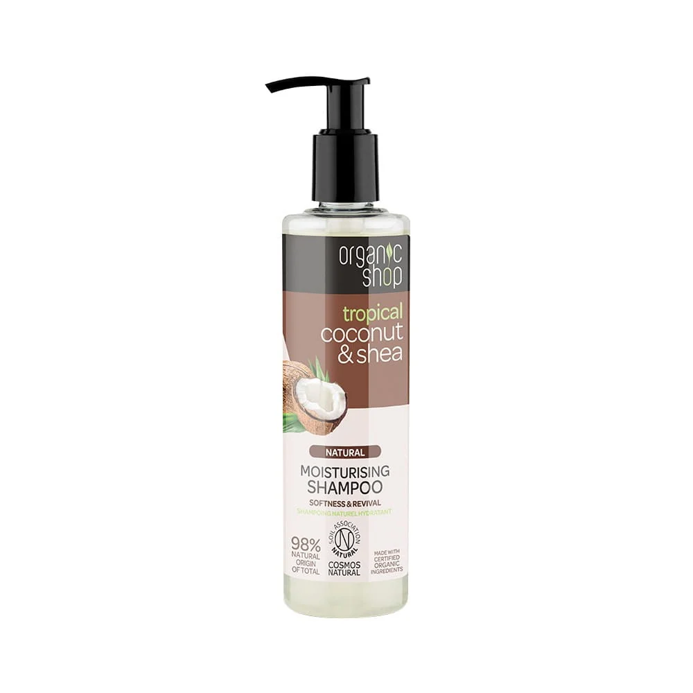Kostea hiuspuu shampookookos- ja kariteavoinahalla 280 ml