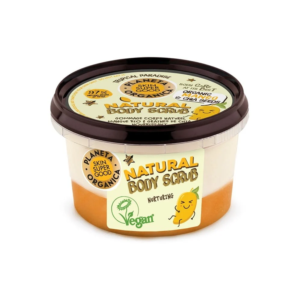 Kosteuttava ruumiinkuorintavoide mangosta ja chia-siemenistä 250 ml