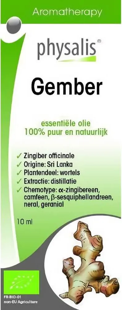 Luomu eteerinen inkivääröljy (Inkivääri) 10 ml - PHYSALIS