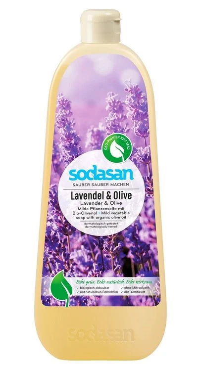Luomu oliivi- ja laventelinestesaippua 1000 ml SODASAN