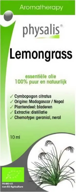 Luomu sitruunaruohoeteerinen öljy (sitruunaruoho) 10 ml - PHYSALIS