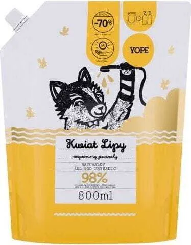 Luonnonmukainen lehmusblomien suihkugeeli täyttöpakkaus 800ml YOPE