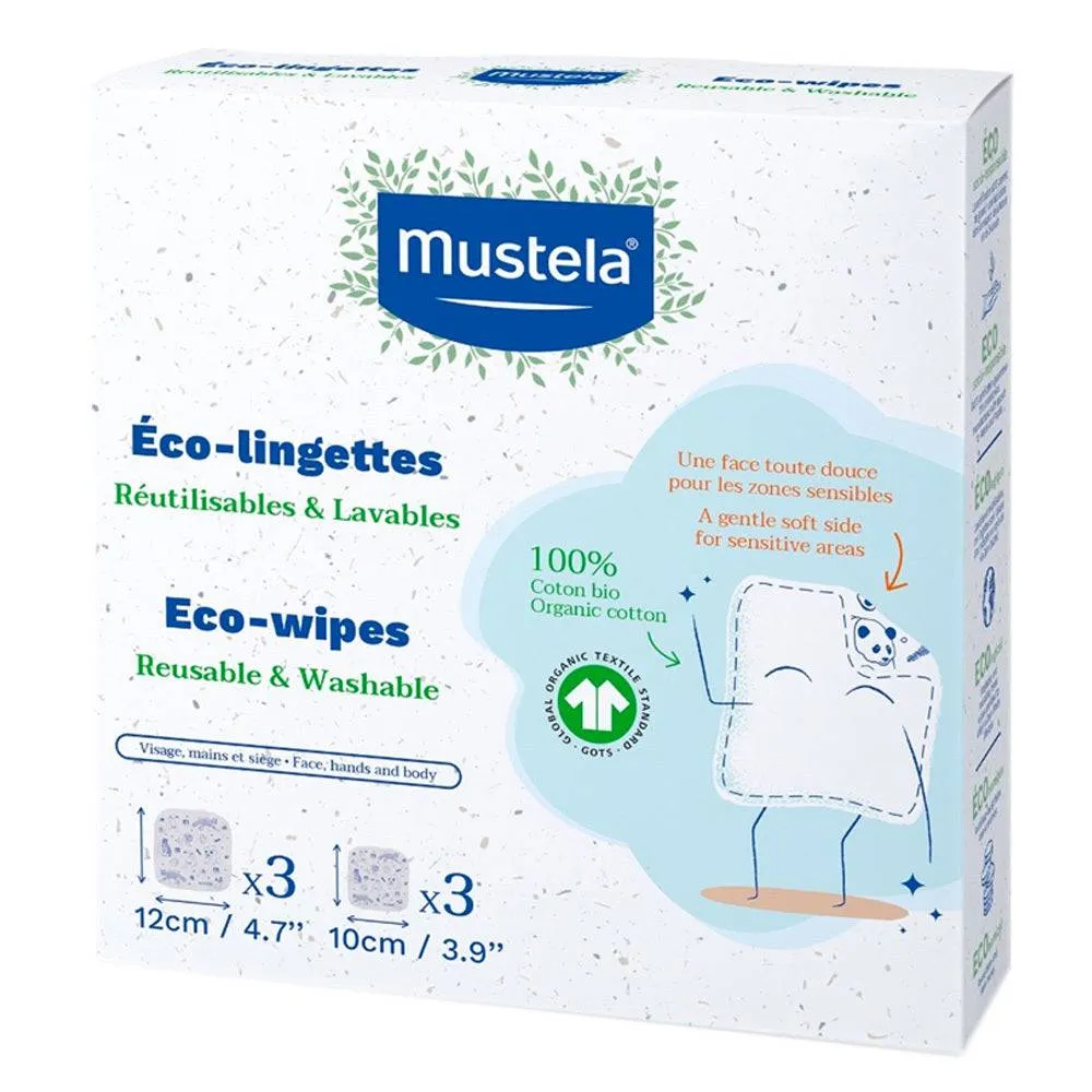 Mustela uudelleenkäytettävät ja pestävät ekologiset pyyhkeet