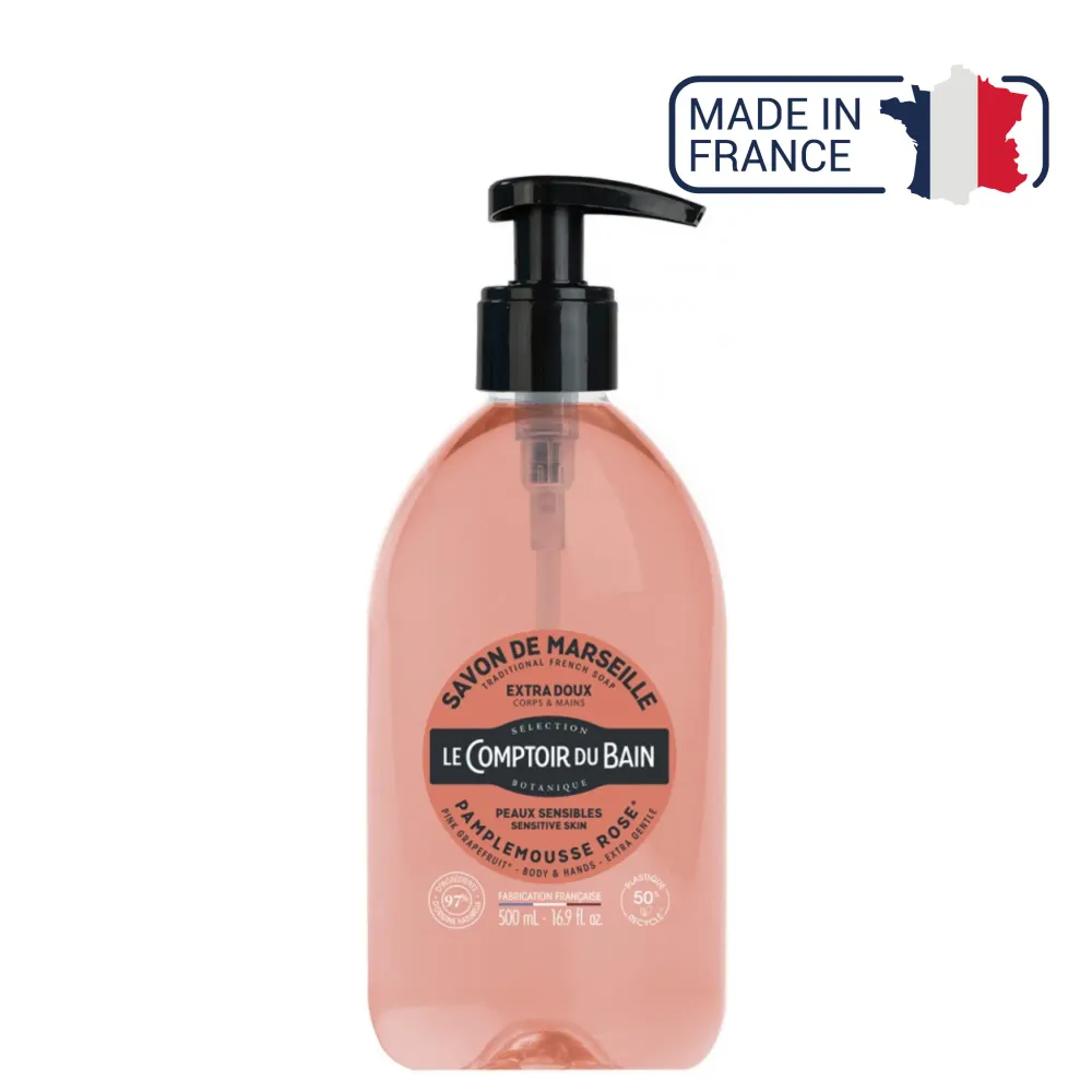 Nestemäinen Marseille-saippua Pink Greippi - 500ml - Le Comptoir du Bain