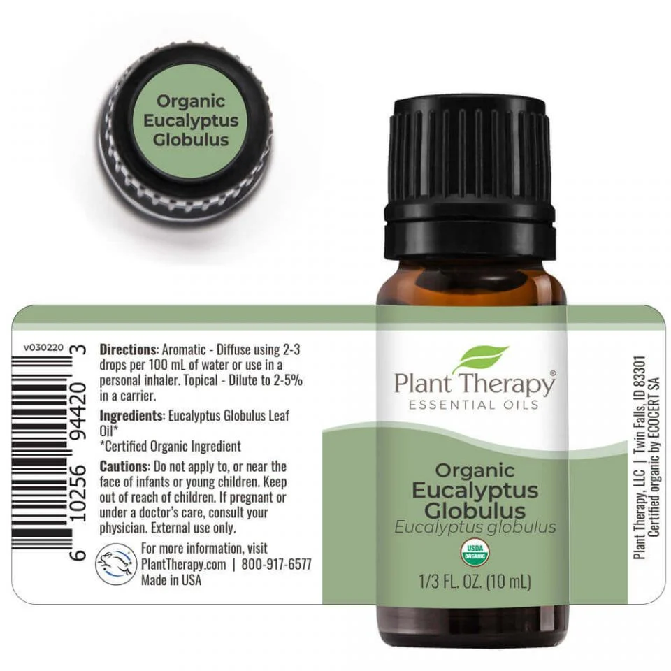 Organic Eucalyptus Globulus eteerinen öljy 10ml - Plant Therapy