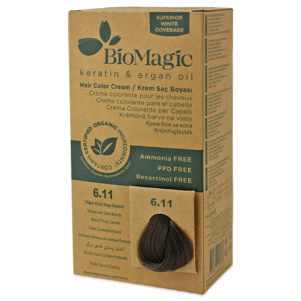 PEINTURE INTENSIVE POUR CHEVEUX BLOND FONCÉ (6.11) 250 g - BIOMAGIC