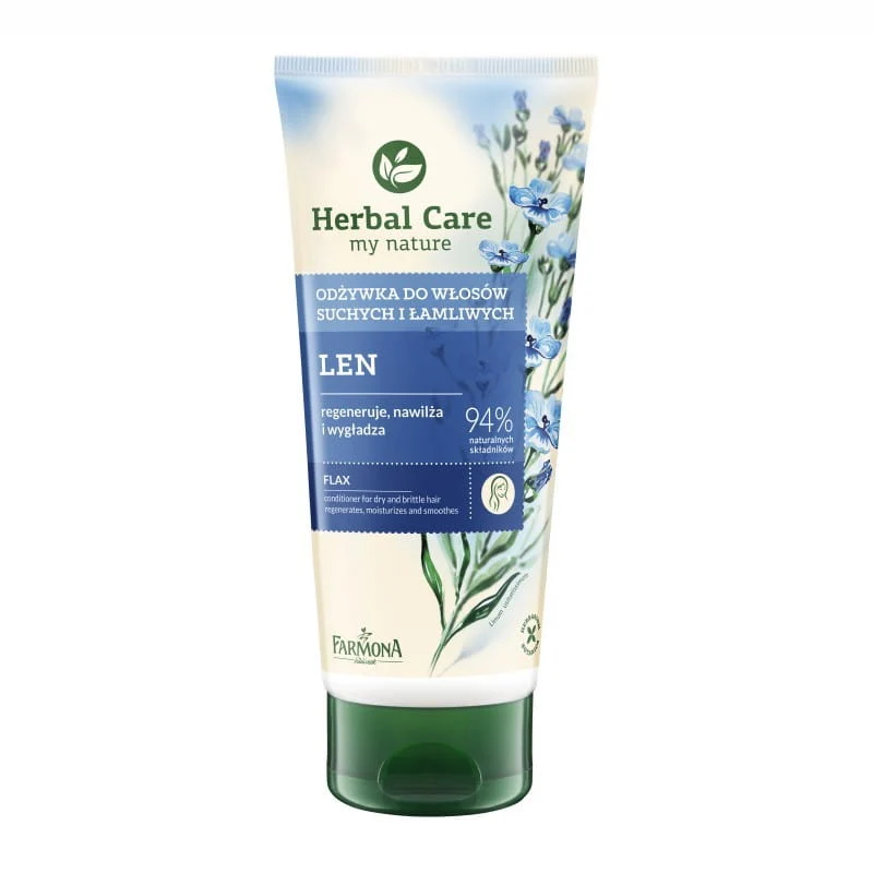 Pellavansiemenhoitoaineputkessa (kuiville ja hauraille hiuksille) 200ml HERBAL CARE