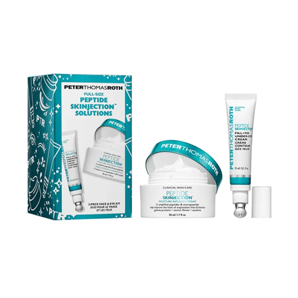 Peter Thomas Roth täysikokoiset peptidi-ihoinjektioratkaisut kasvo- ja silmäpakkaussarja Duo