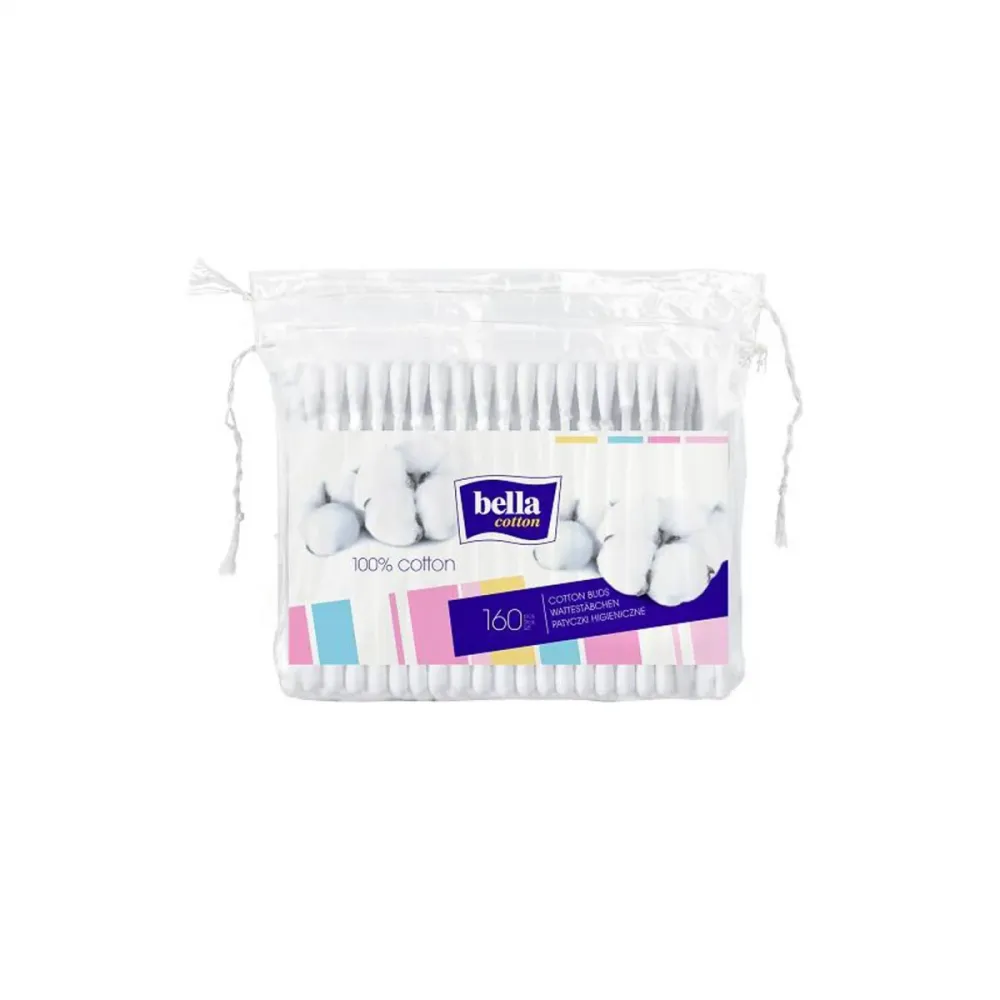 Puuvillatikkuja 100 % puuvillaa 160 kpl - BELLA COTTON