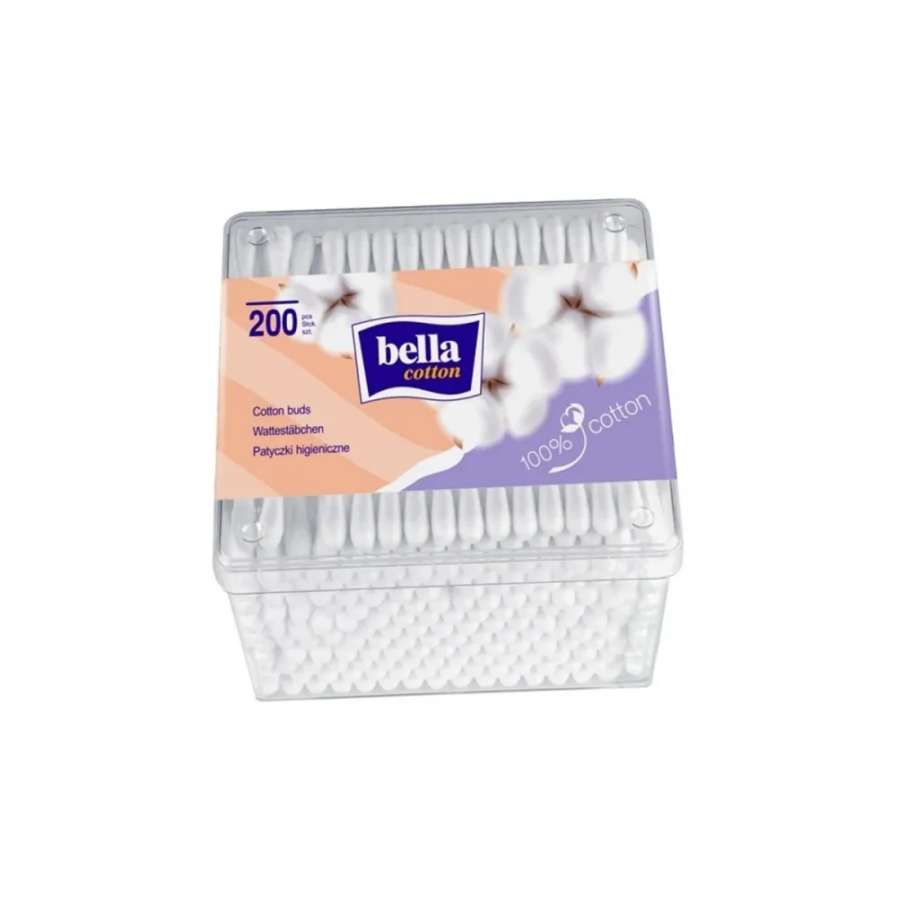 Puuvillatikkuja 100 % puuvillaa 200 kappaletta - BELLA COTTON