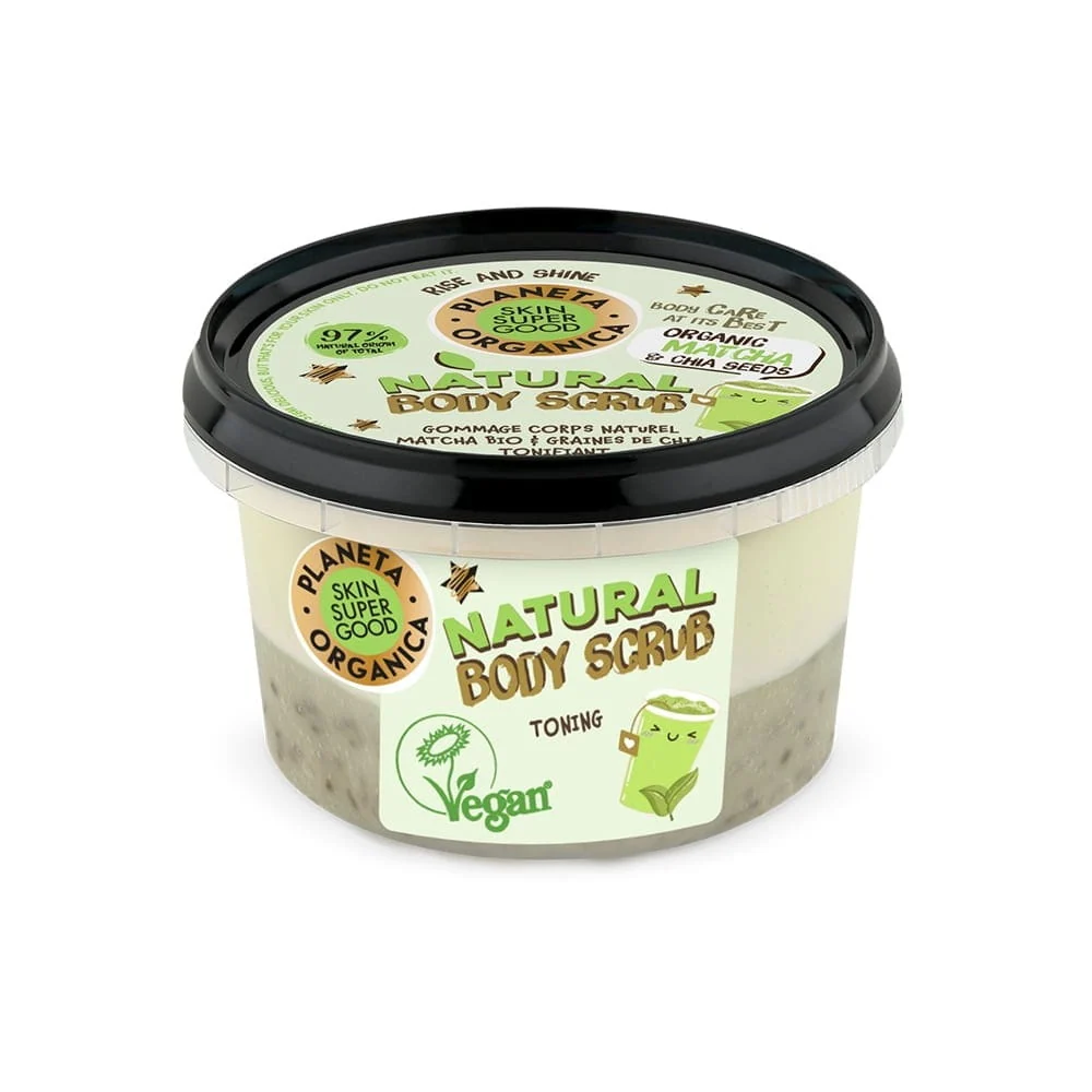 Ravistava ruumiinkostutus matcha & chia-siemenillä 250 ml