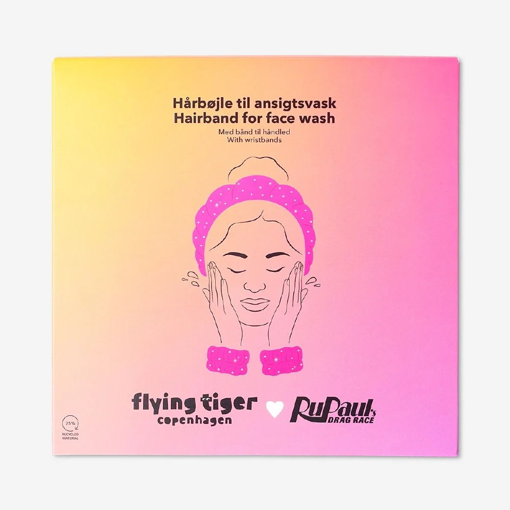 RuPaul x Flying Tiger Copenhagen - Vaaleanpunainen hiusnauha kasvojen pesuun ja rannekkeisiin - 3 kpl - 3 kpl