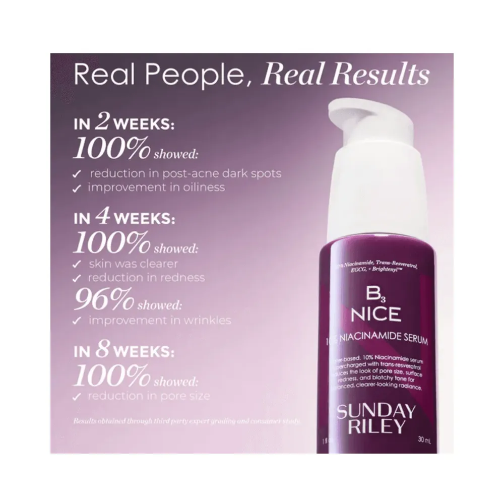 Sunnuntai Riley olla mukava 10% niasiinamidiseerumia Sunday Riley