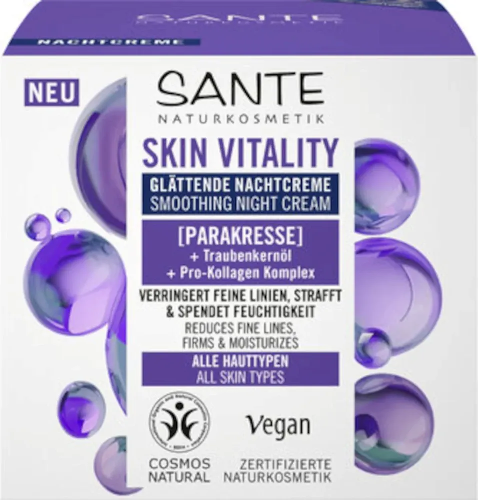 TASAUTTAVA YÖIHOVOIDE PARAXISILLA, VIINIRYPÄLÄÖLJYLLÄ JA PROKOLLAGEENIKOMPLEKSILLA ECO 50 ml - SANTE
