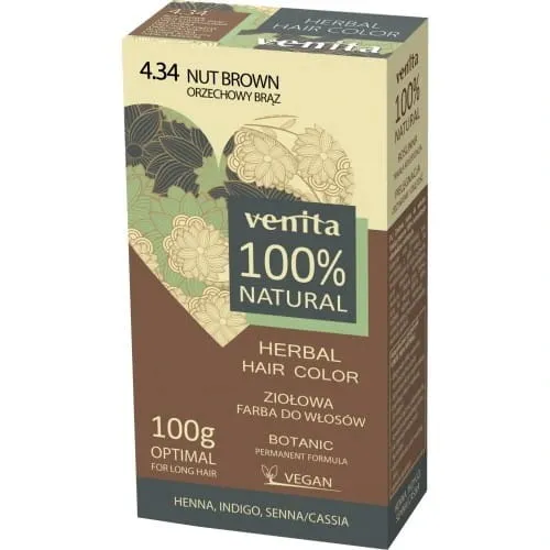 VENITA Yrtti-hiusvärjäysaine 4.34 hasselpähkinänruskea 100g
