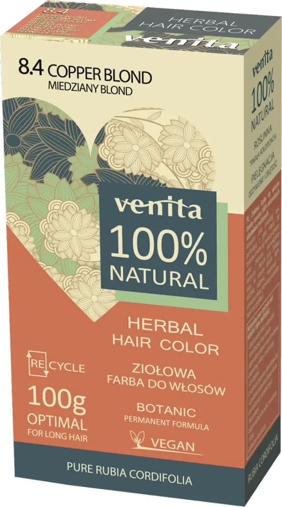 VENITA Yrttihiusvärjäysaine 8.4 kuparivaalea 100g