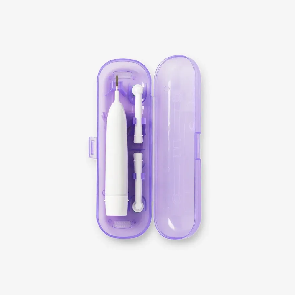 Violetti matkalaukku sähköhammasharjoille
