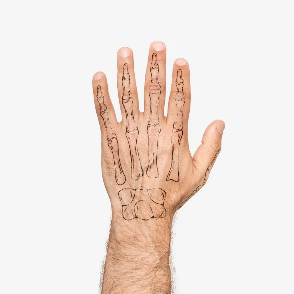 Väliaikaiset luuranko käden tatuoinnit - 2 kpl
