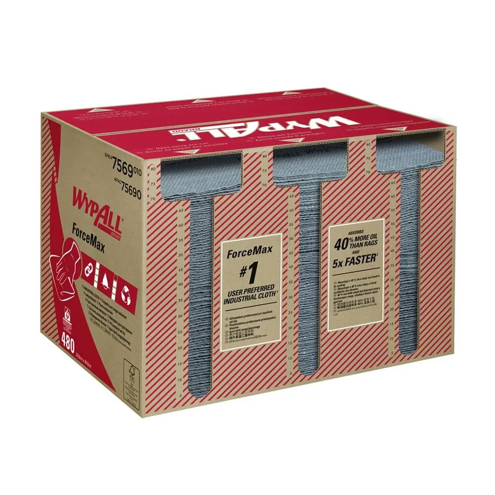 Pyyhkeet WypAll Forcemax harmaa 480kpl/annostelija
