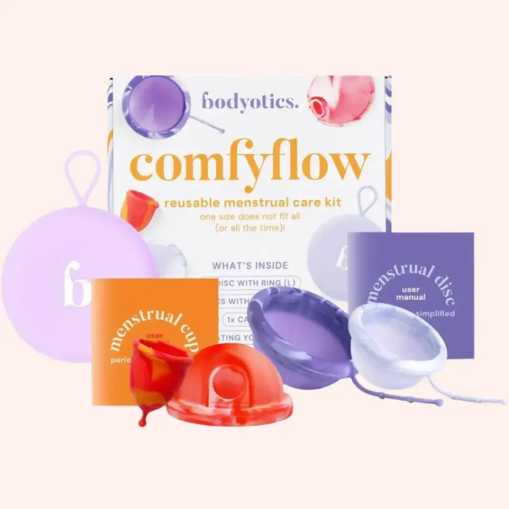 Kuukautiskuppi & -levy - Bodyotics Comfyflow uudelleenkäytettävä hoitosetti