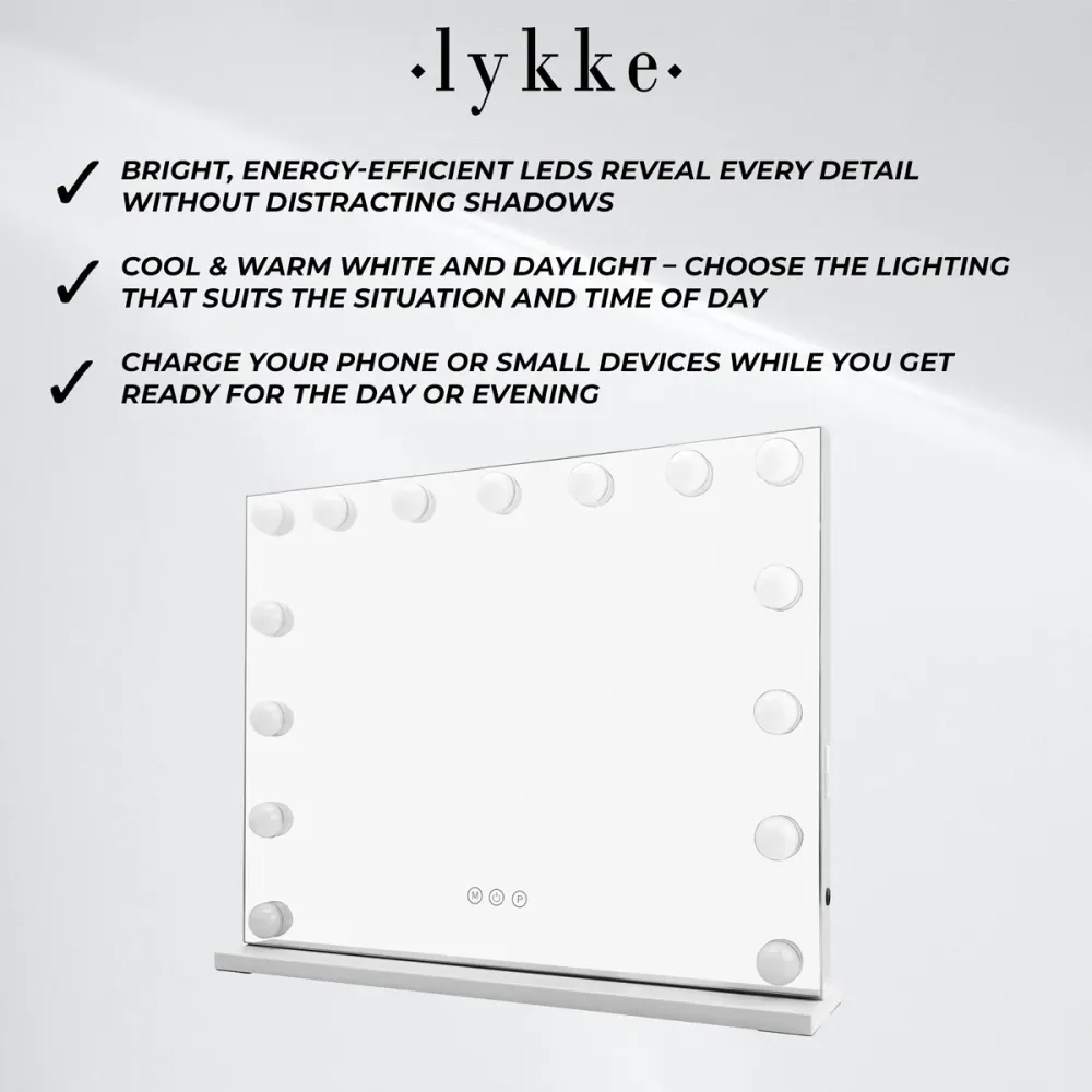 Lykke Meikkipeili Valolla Hollywood 56x12x46cm
