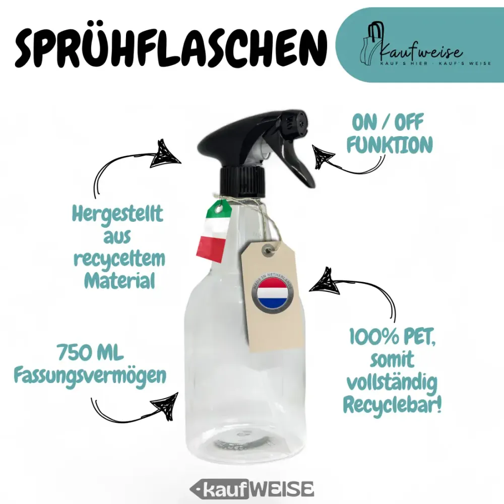 Suihkepullo 750 ml läpinäkyvä 3 kappaleen sarjassa